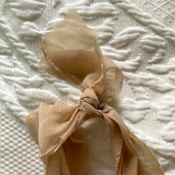 Elegant "Pearl and Diamond" Necklace w/ Fabric Tie - Picture 3 of 4